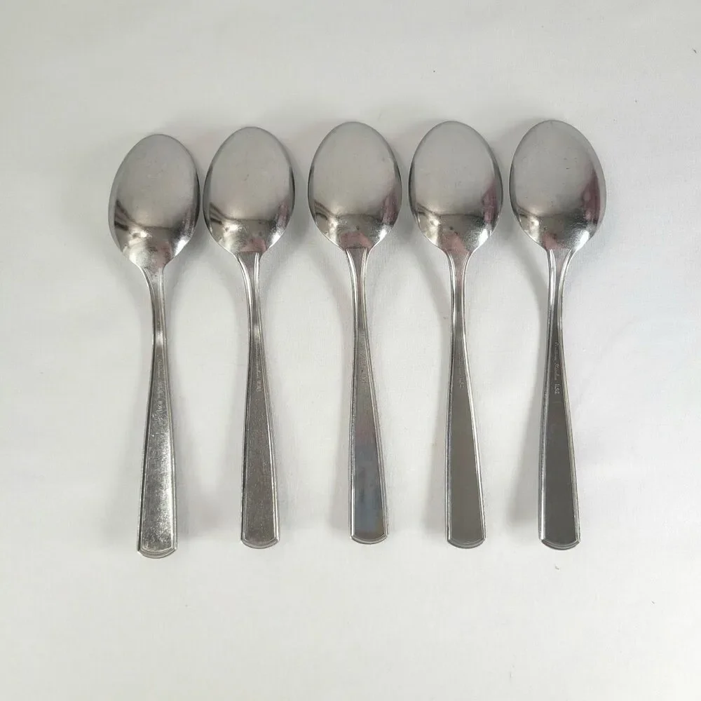 Providence Elegance Stainless Flatware Set 5 Oval Soup Table Spoons USA Retro 7